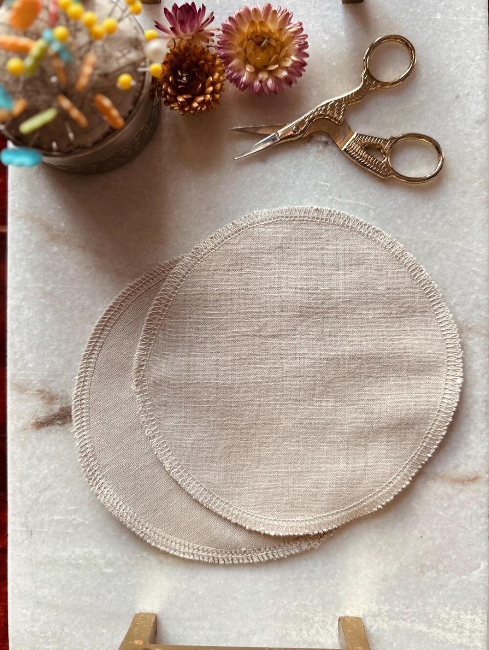 Linen Bra Insert Circle 100% Natural Bra Inserts Pure Linen Organic Intimates